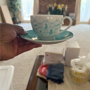 Elegant Disney Princess Jasmine Teal and White Teacup Set